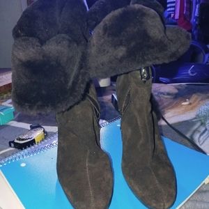 Calvin Klein Brown Suede Fur Boots